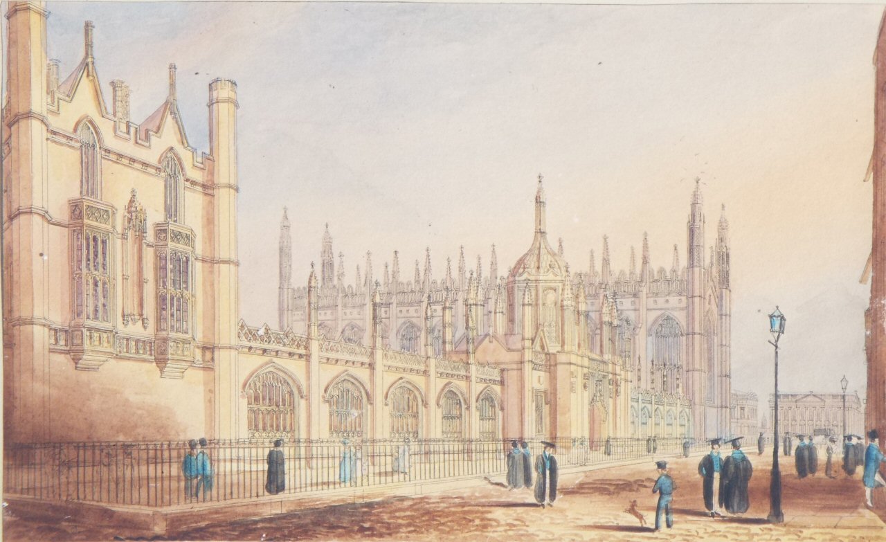Watercolour and etching - King's College, Cambridge